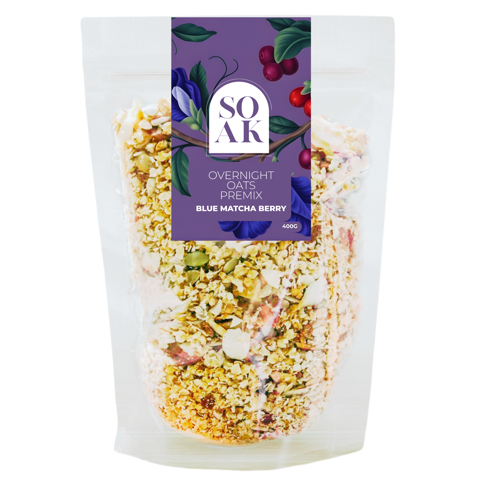 SOAK - Overnight Oats Premix Blue Matcha Berry 400g