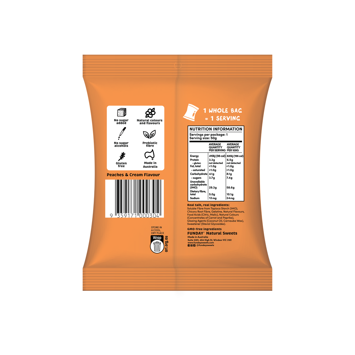 FUNDAY - Gummies Peaches & Cream No Added Sugar 50g