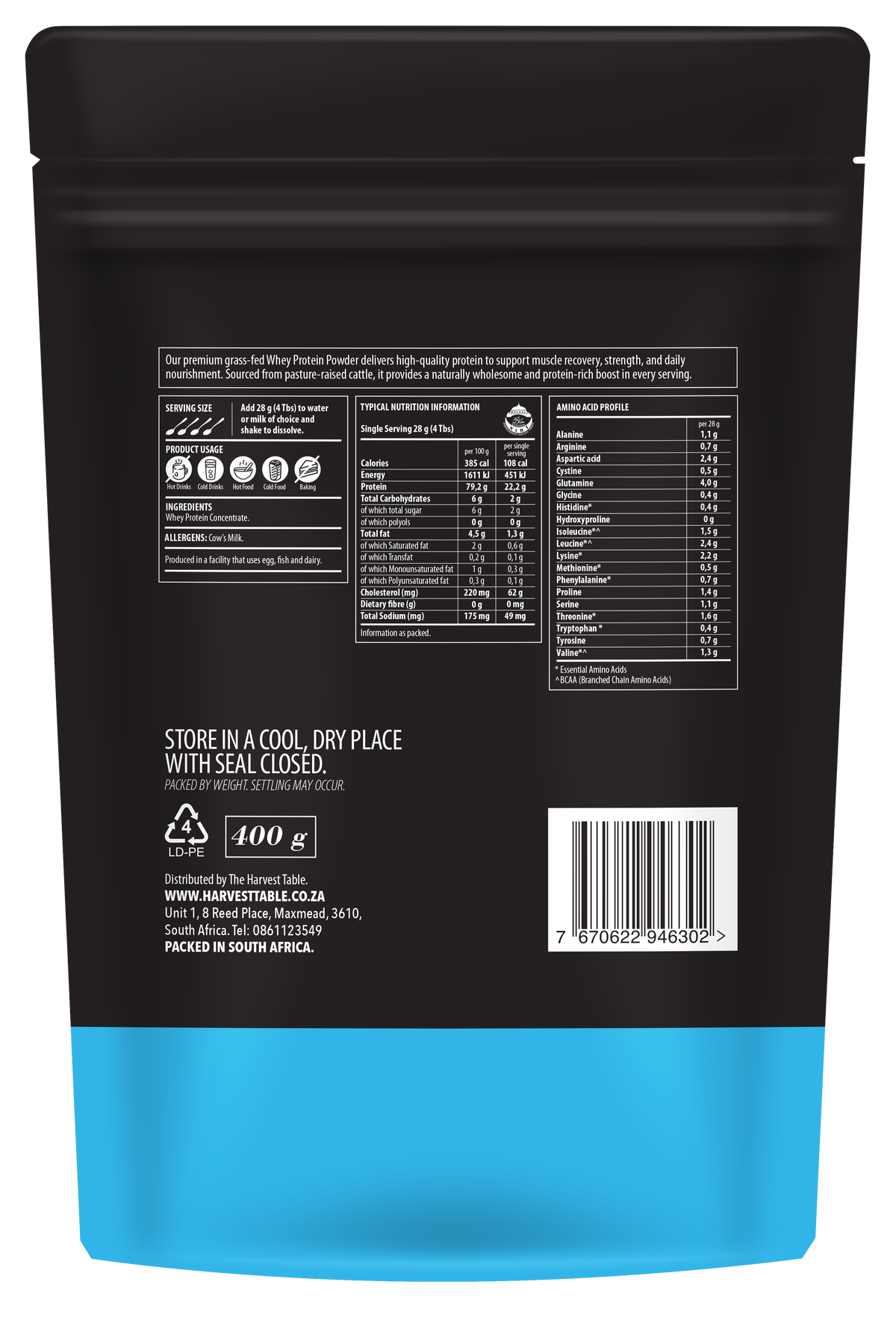 The Harvest Table - Pure Whey Powder 400g Pouch