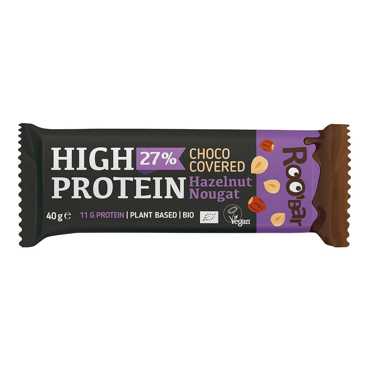 Roobar - Bar Hazelnut Chocolate Covered High Protein 40g