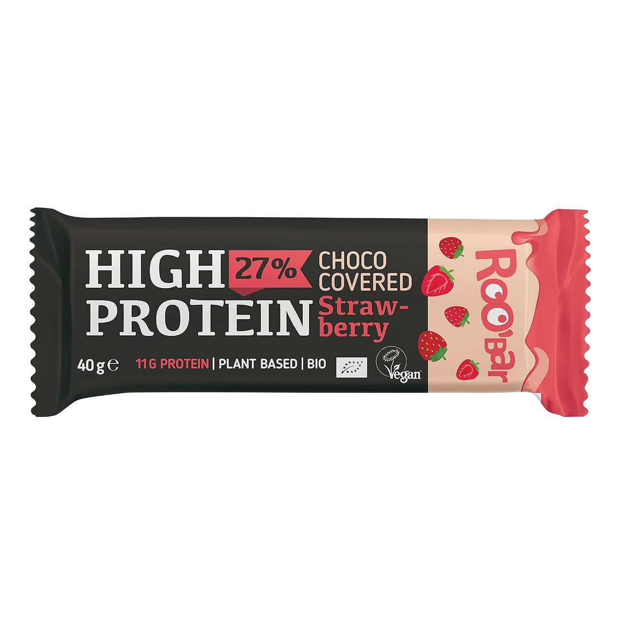 Roobar - Bar Strawberry Pink Glaze Covered High Protein 40g