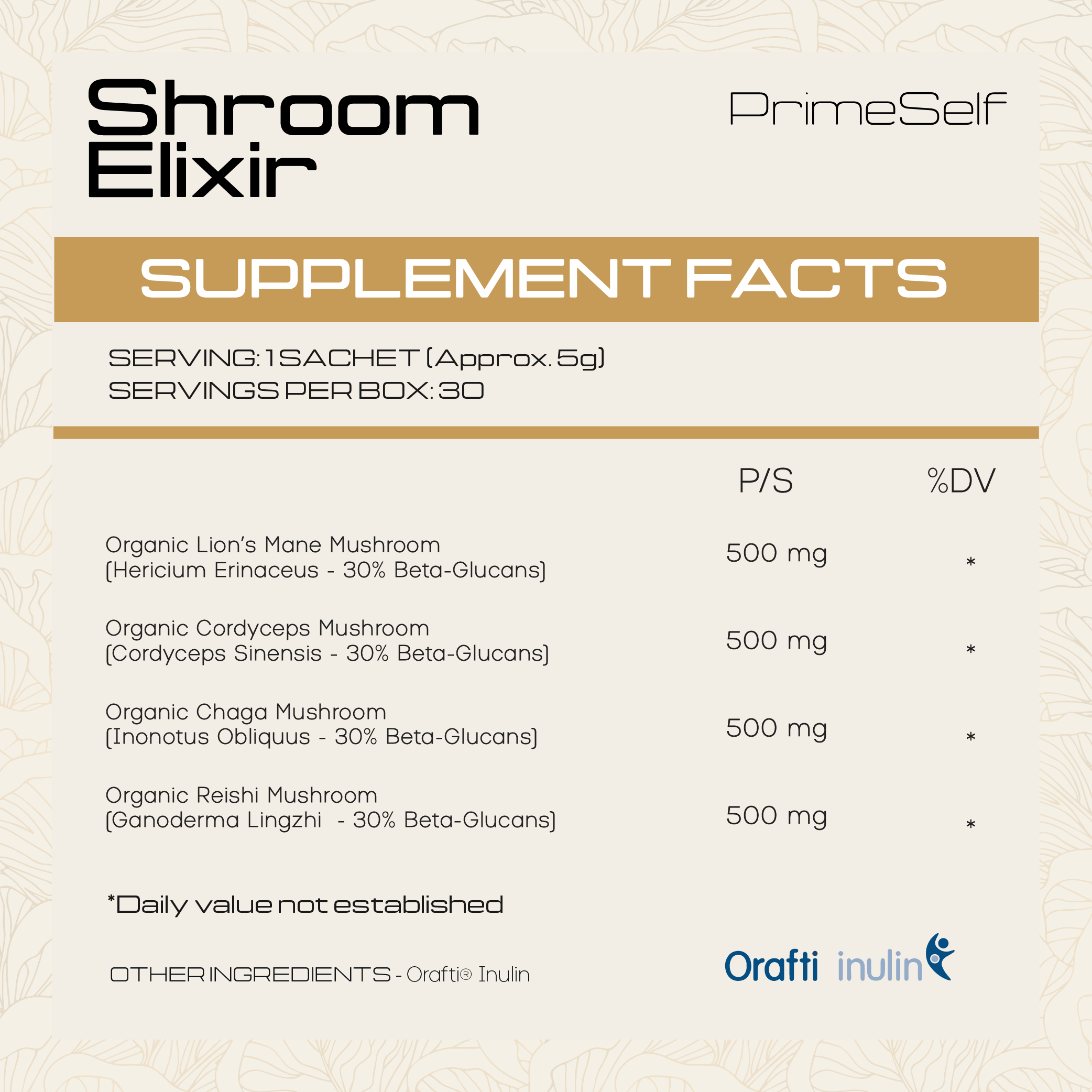 PrimeSelf - Shroom Elixir Sachets 30s