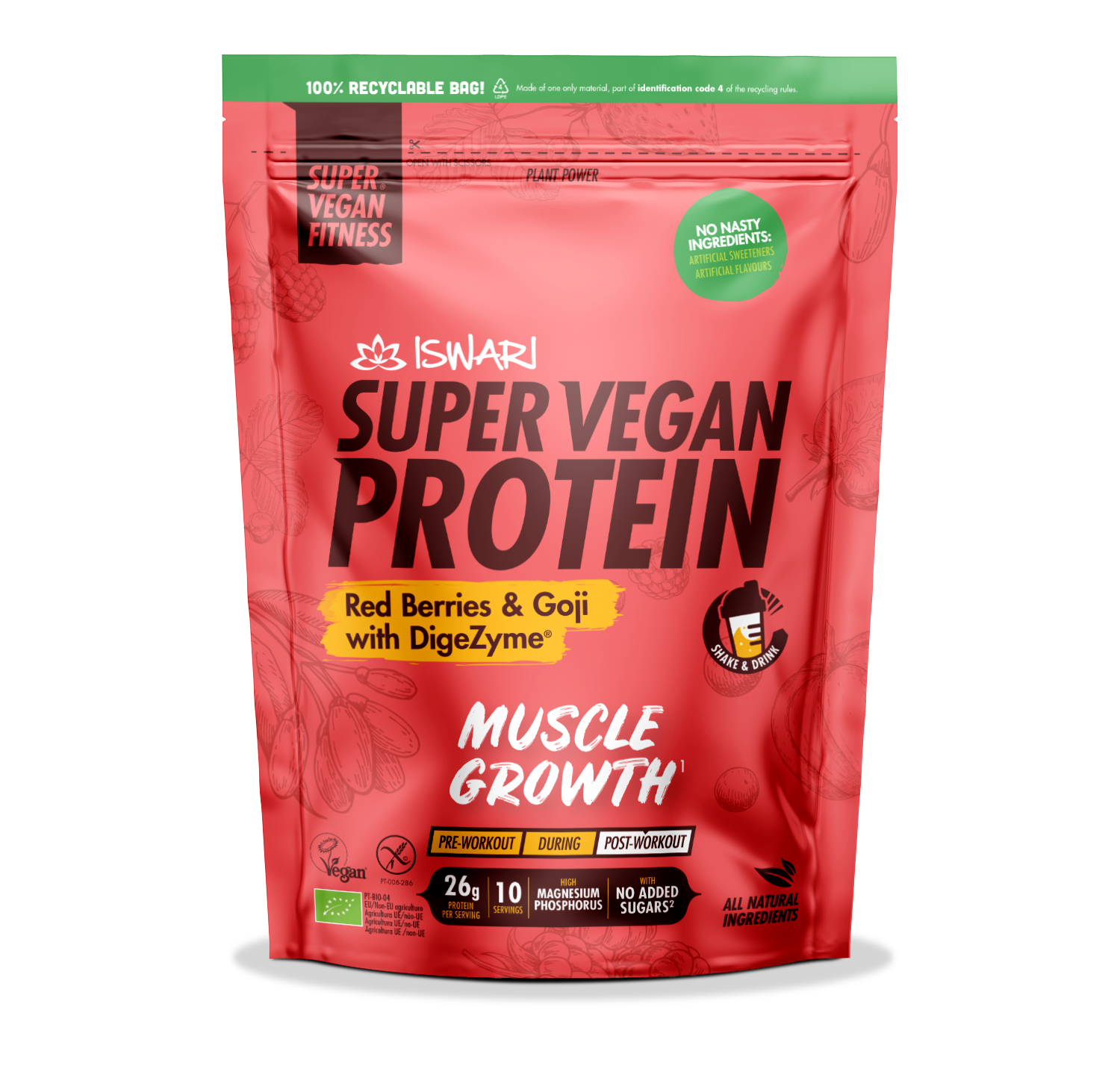 Iswari - Super Vegan Protein Muscle Growth Red Berry Goji 400g