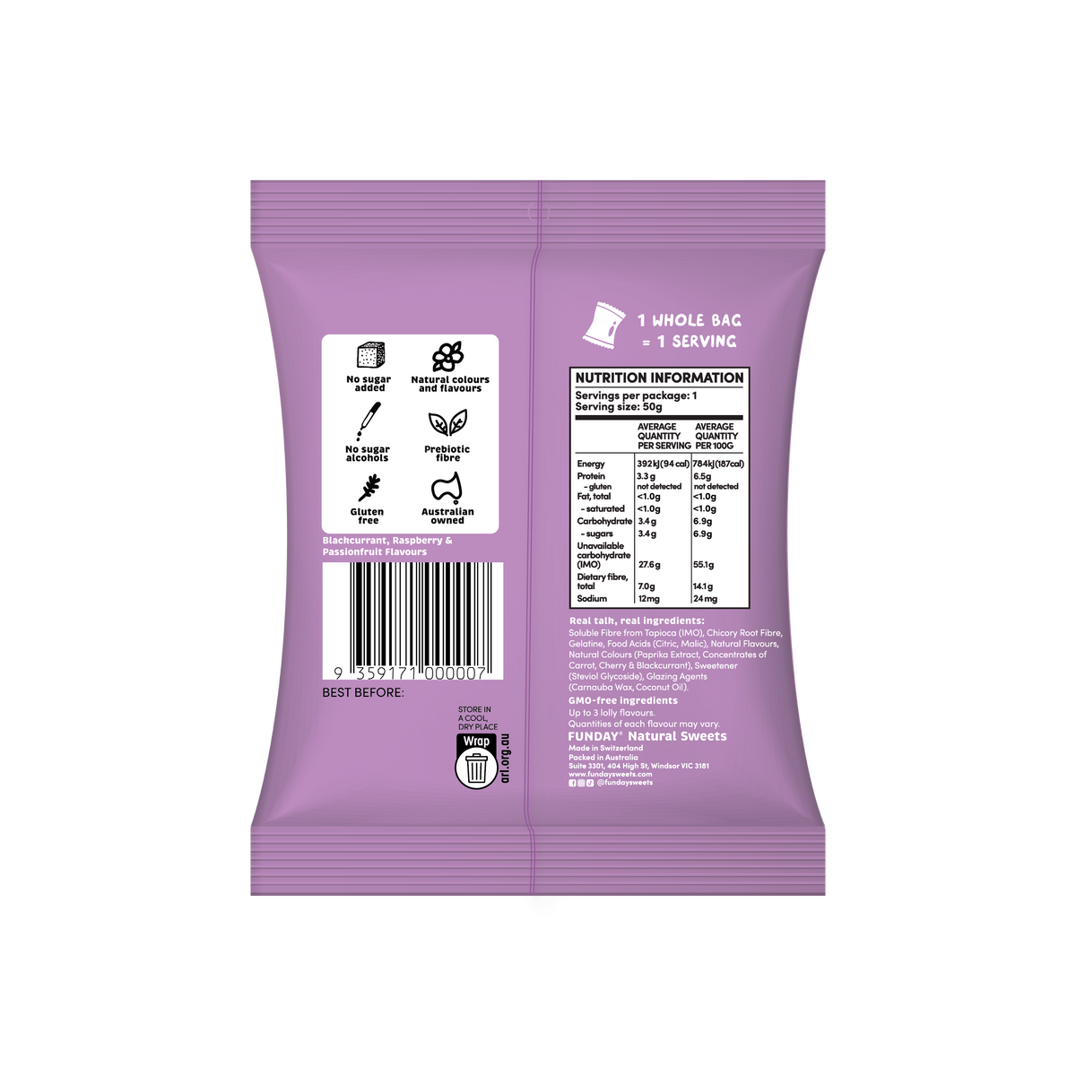 FUNDAY - Gummy Snakes Fruity No Added Sugar 50g
