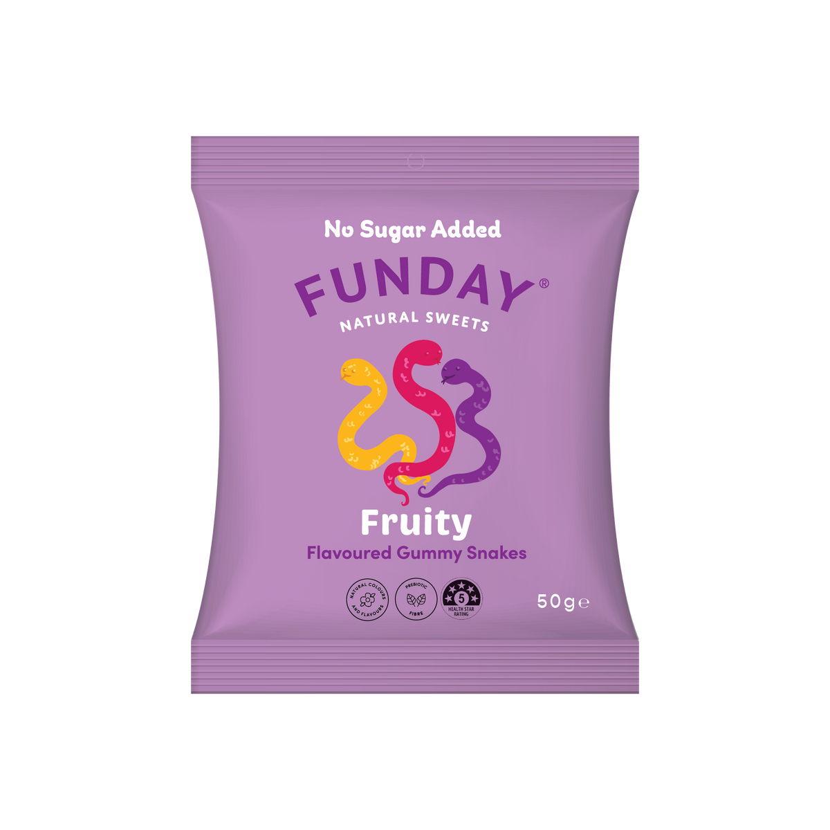 FUNDAY - Gummy Snakes Fruity No Added Sugar 50g