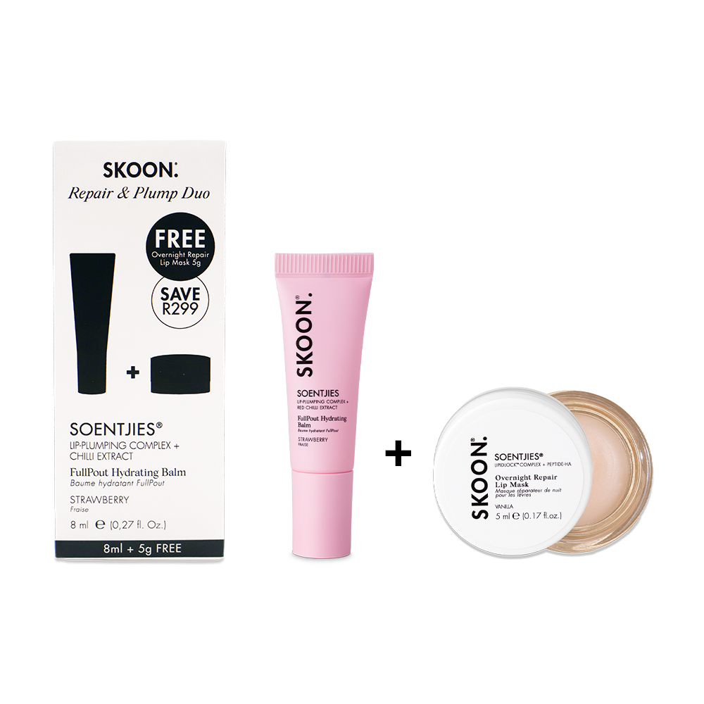 SKOON - Dream Lips Set Soenjties FullPout Hydrating Lip Balm 8ML + Soentjies Overnight Repair Lip Mask 5ml
