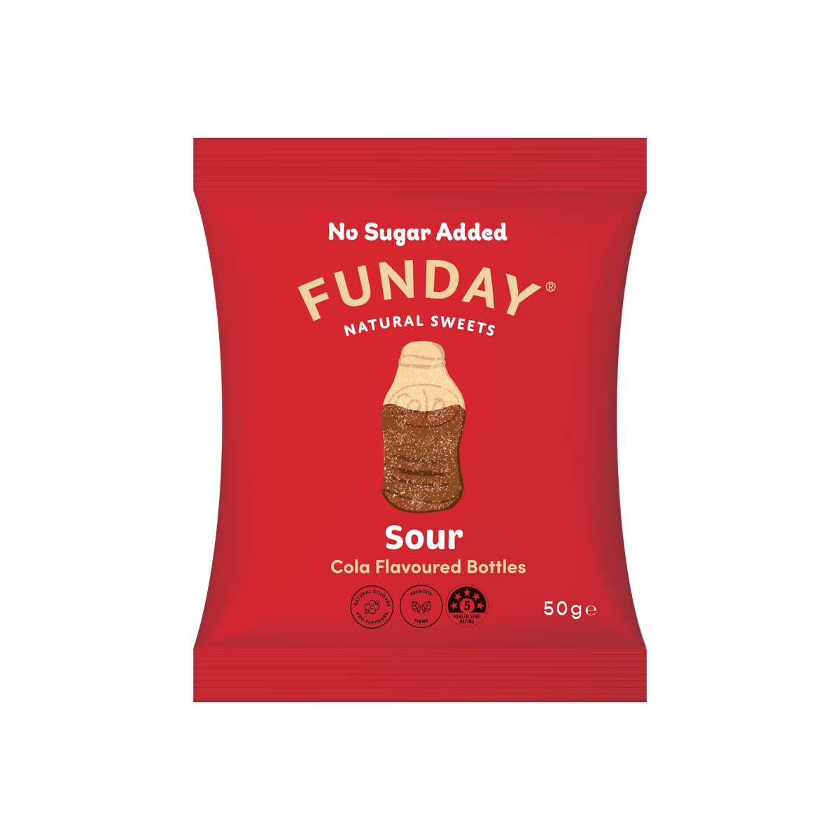 FUNDAY - Gummy Bottles Sour Cola No Added Sugar 50g