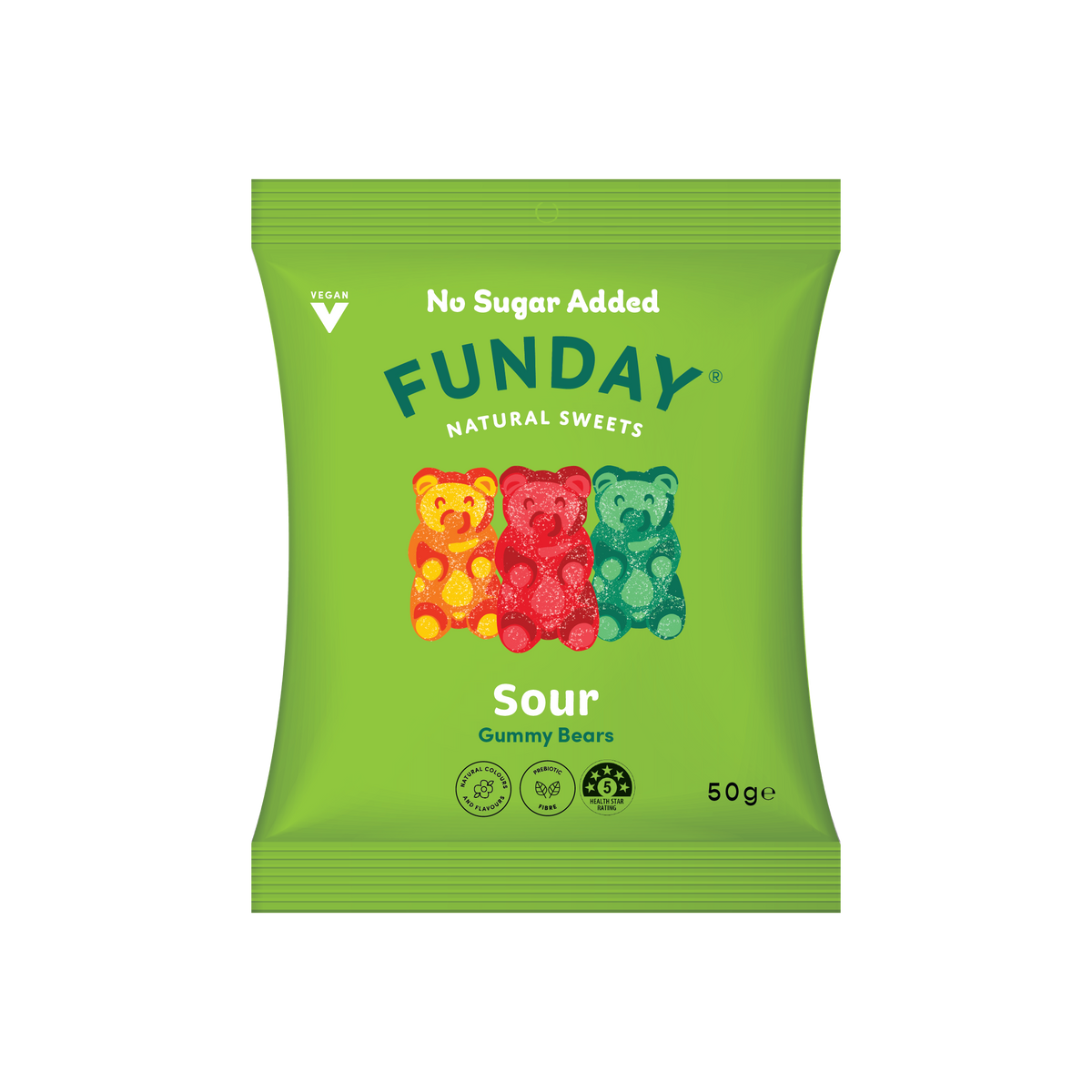 FUNDAY - Gummy Bears Sour Vegan No Added Sugar 50g
