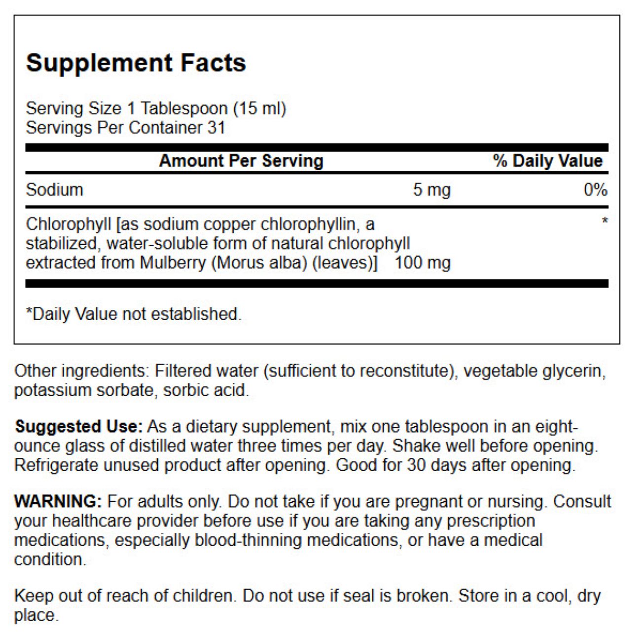 Swanson - Liquid Chlorophyll 100 mg 473ml