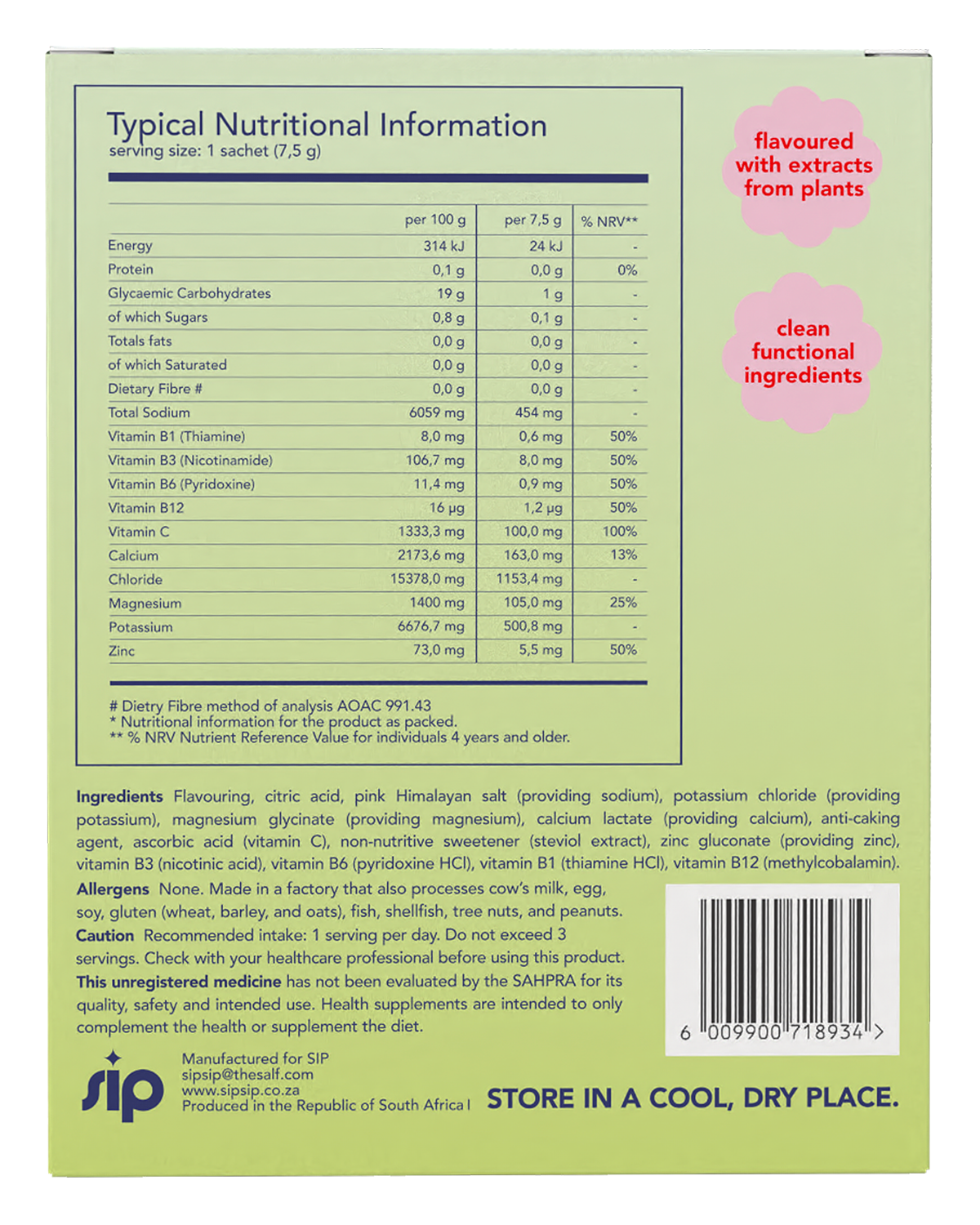 SIP - Daily Electrolyte & Vitamin Sachets Tropic Pop 20s