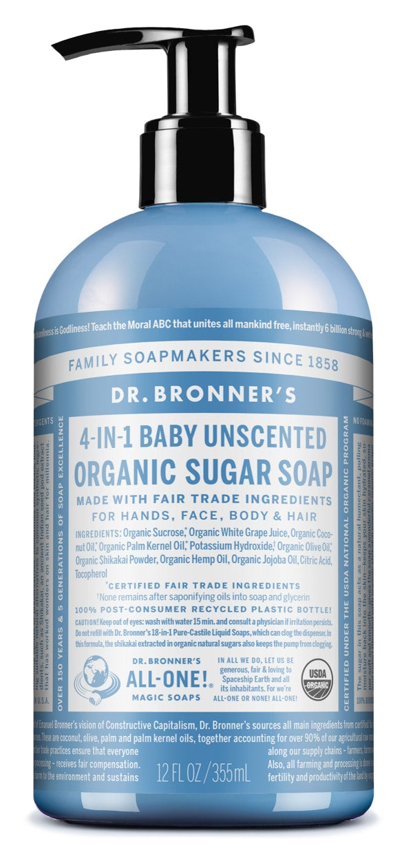 Dr Bronner - Baby Sugar Soap Unscented 355ml