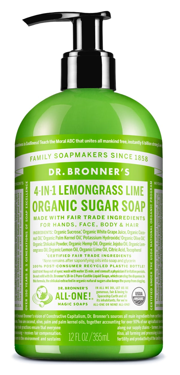Dr Bronner - Sugar Soap Lemongrass Lime 355ml