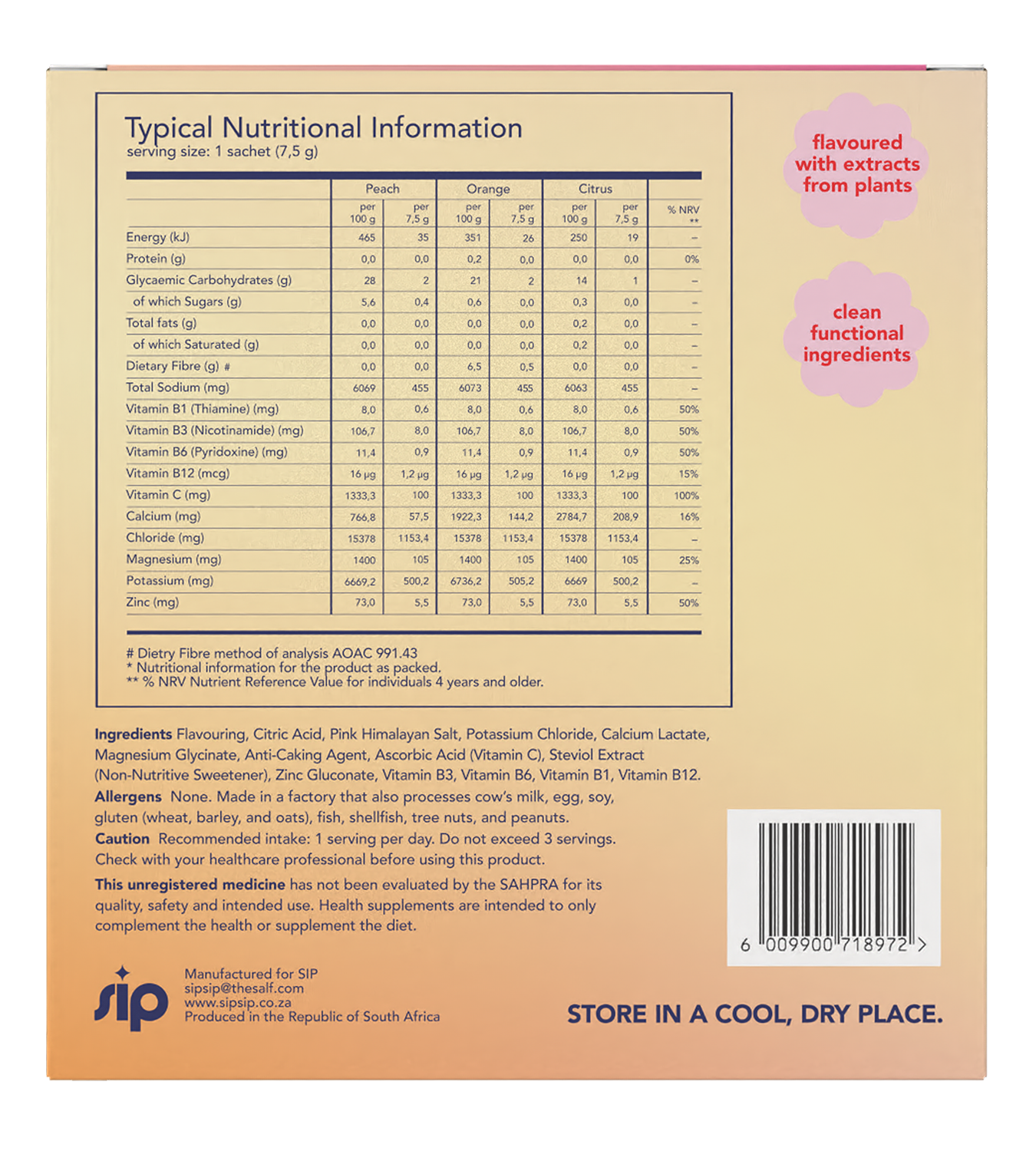 SIP - Daily Electrolyte & Vitamin Sachets Mix 1 Variety 30s