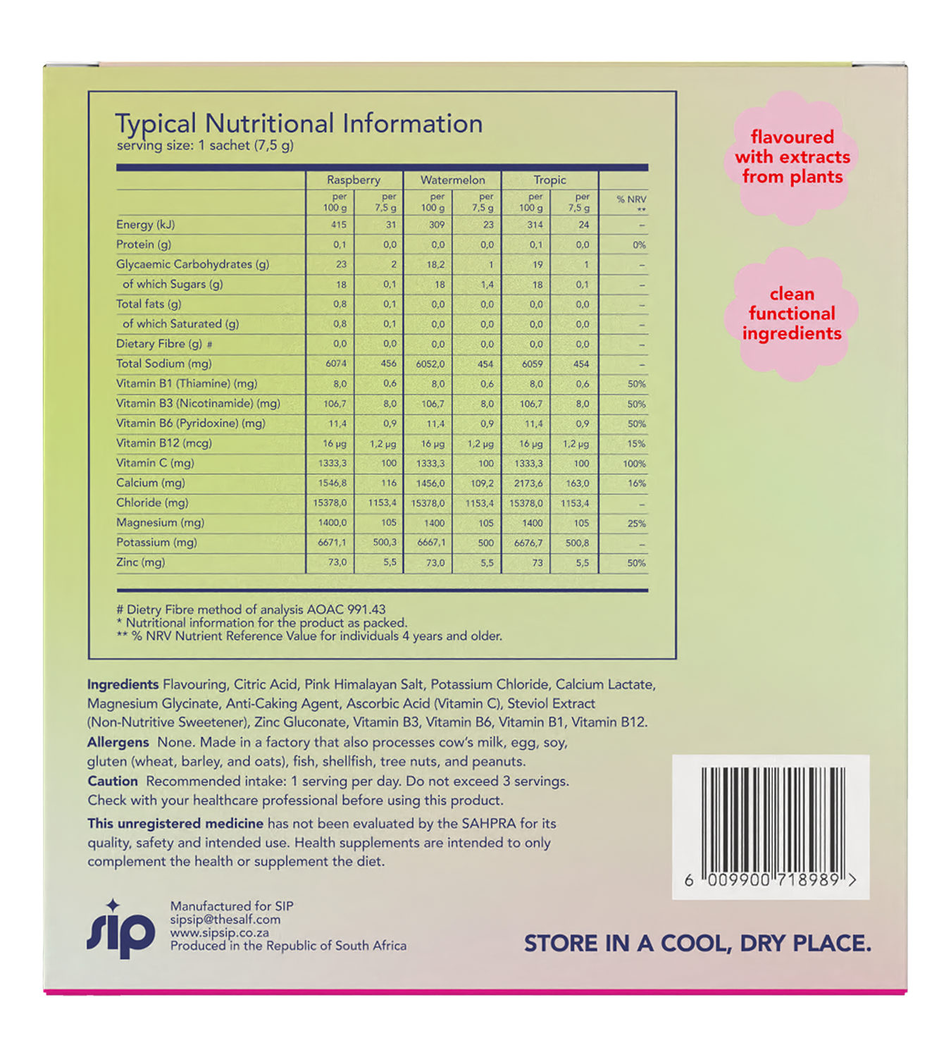 SIP - Daily Electrolyte & Vitamin Sachets Mix 2 Variety 30s