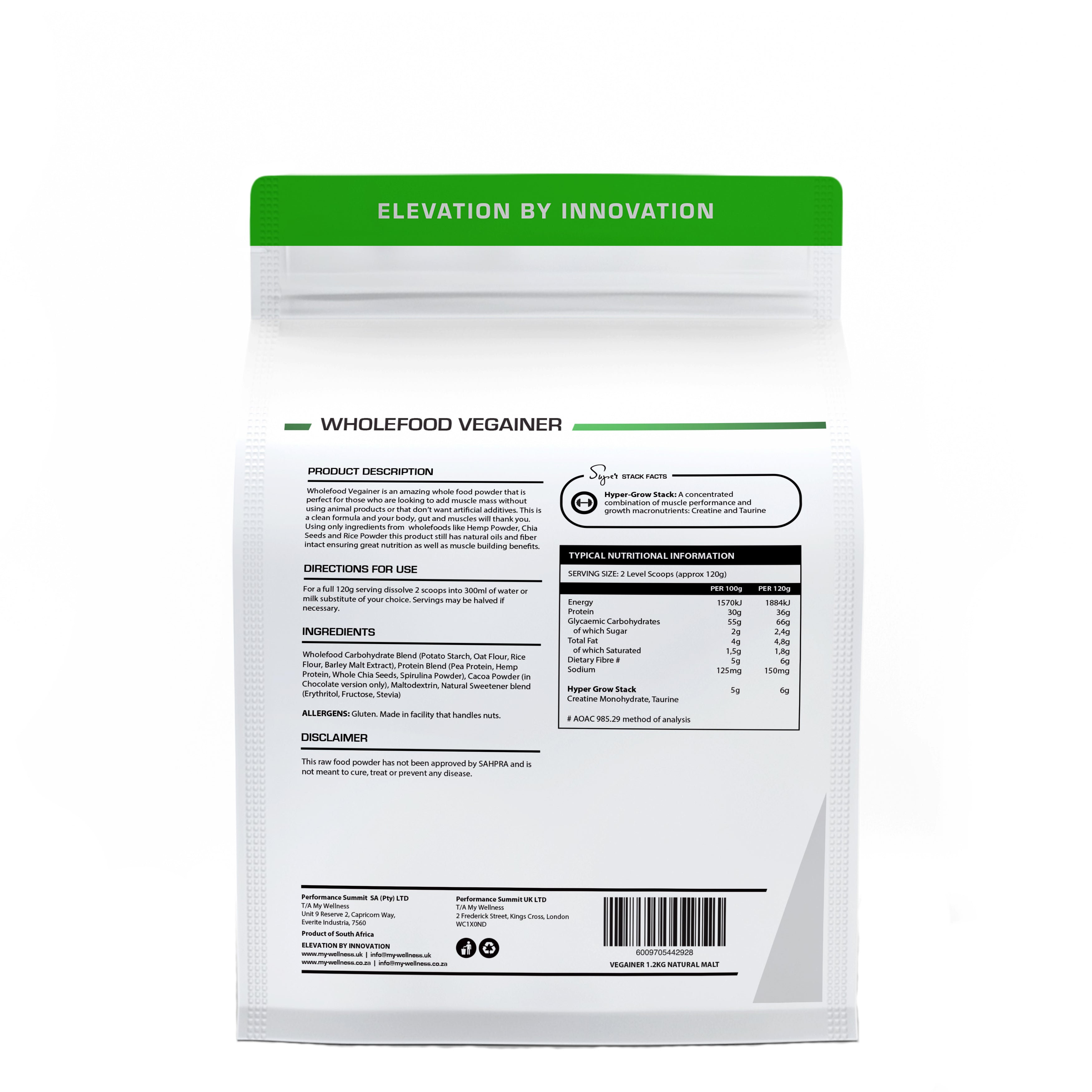 My Wellness - Wholefood Vegainer Natural Malt 1.2kg
