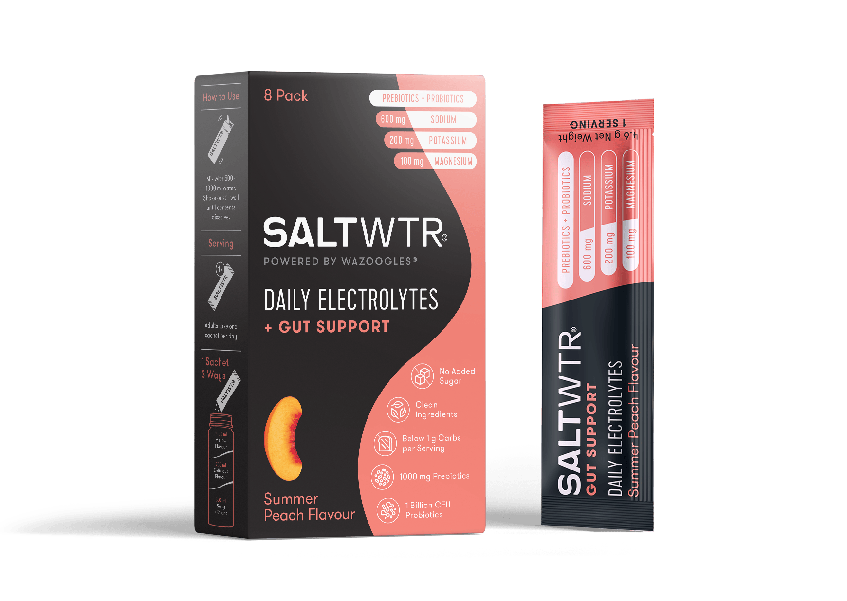 SALTWTR - Electrolytes Summer Peach Gut Support Hydration 8s