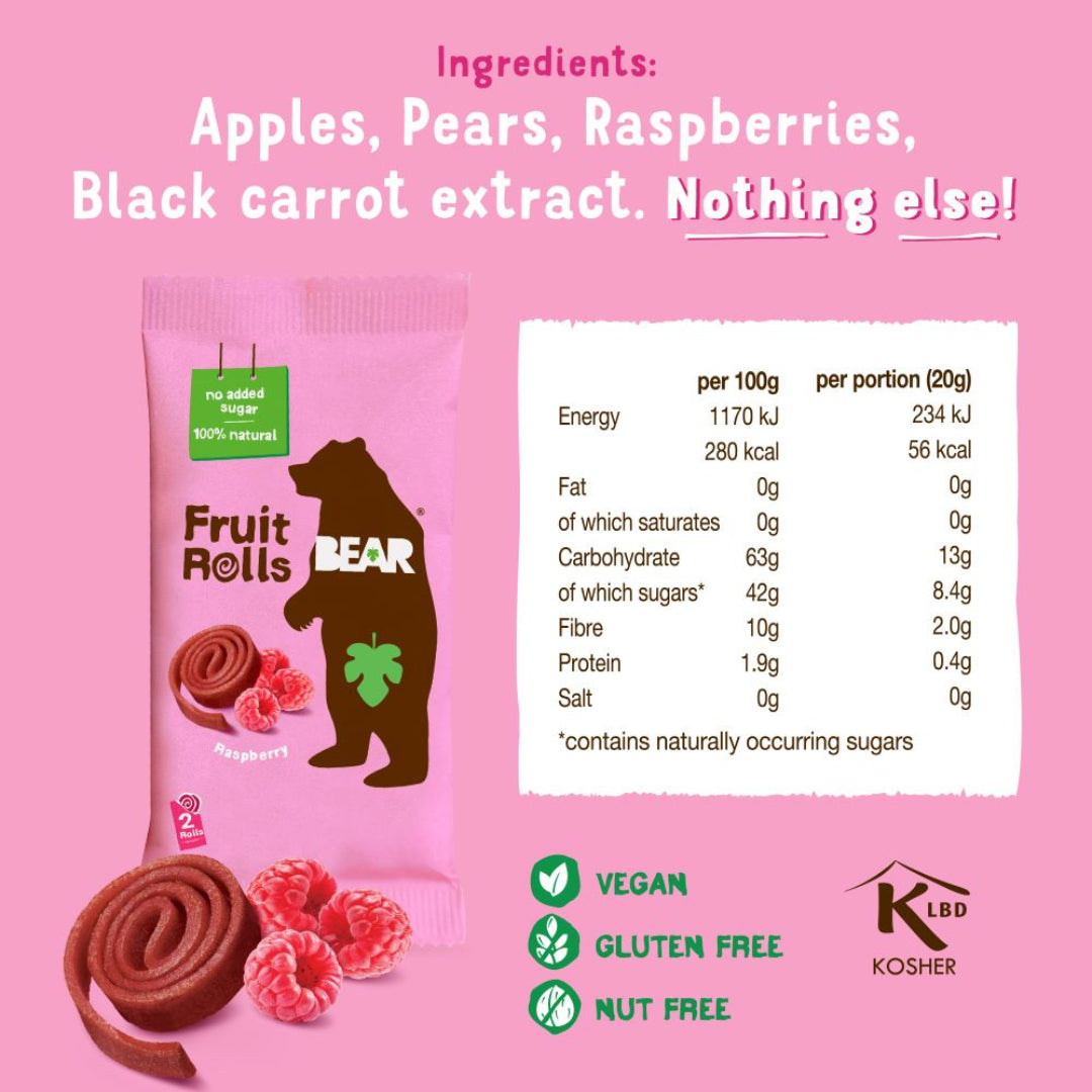 Bear - Fruit Rolls Raspberry 20g
