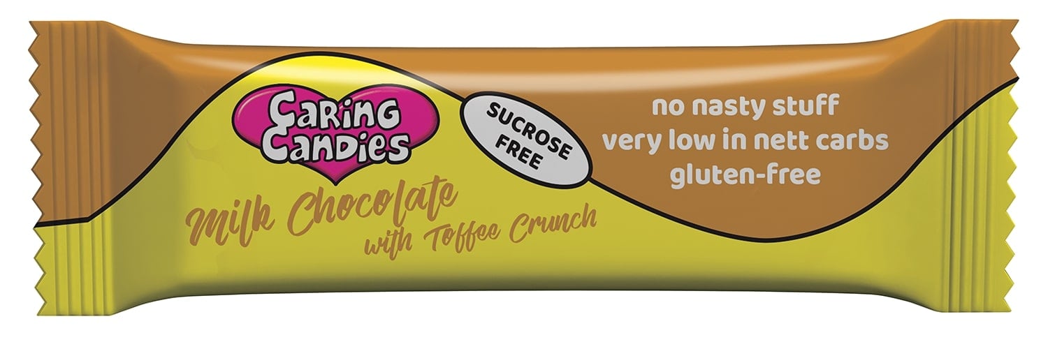 Caring Candies - Chocolate Bar Toffee  Crunch Sugar Free 50g