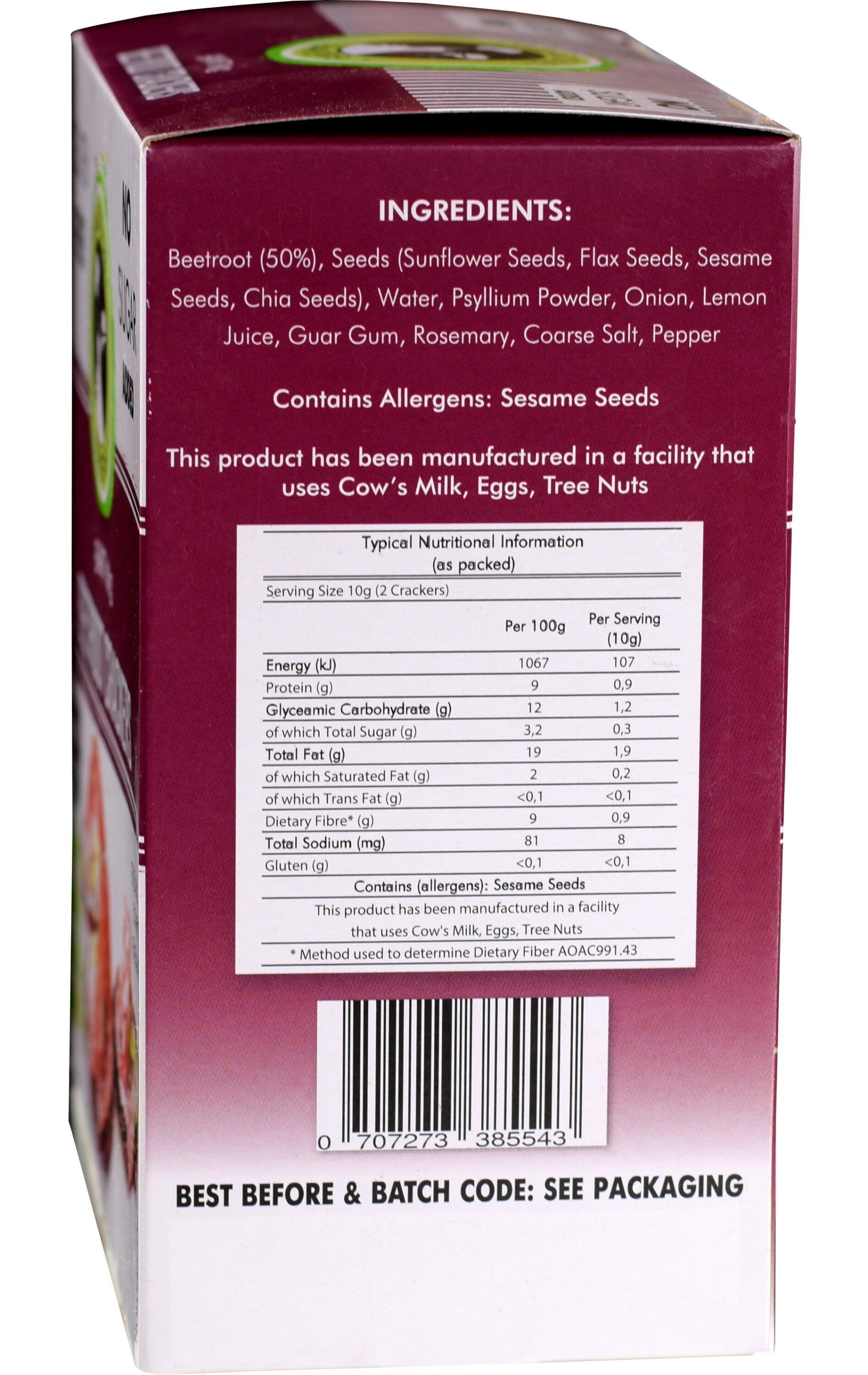 Gracious Bakers - Crackers Beetroot Banting 100g