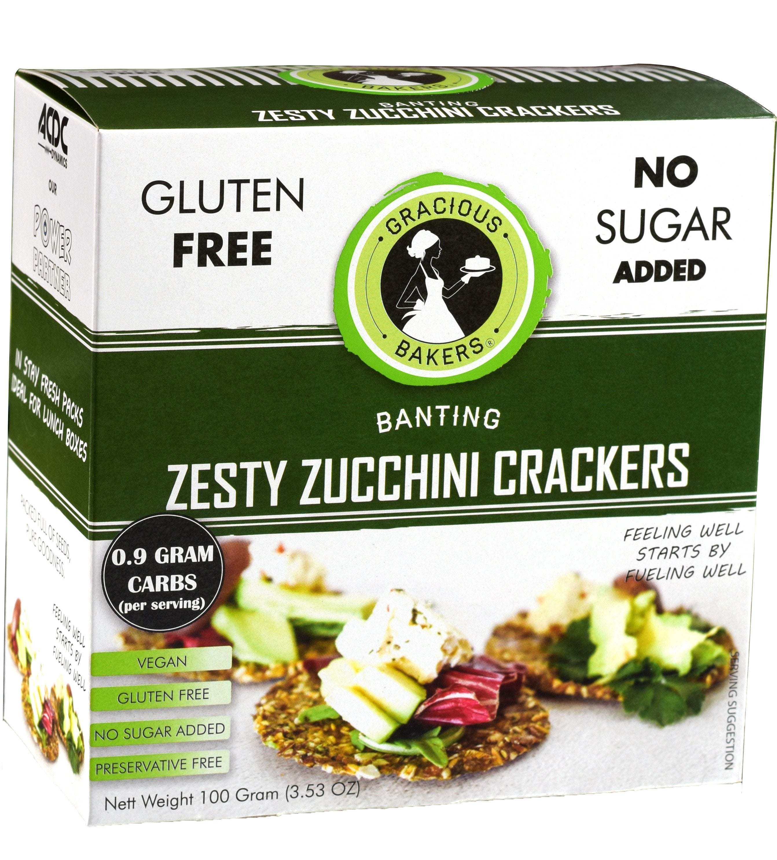 Gracious Bakers - Crackers Zesty Zucchini Banting 100g