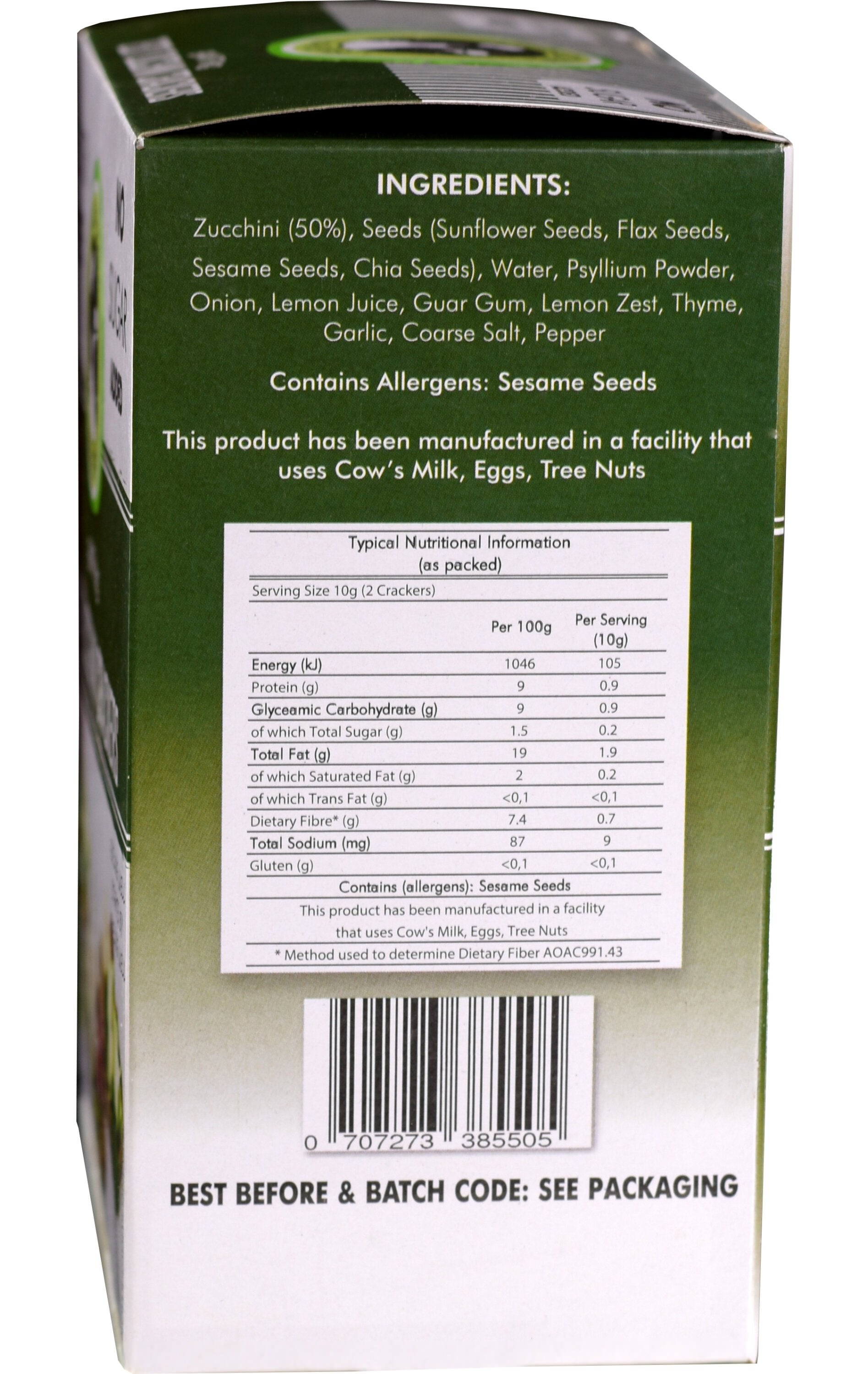 Gracious Bakers - Crackers Zesty Zucchini Banting 100g