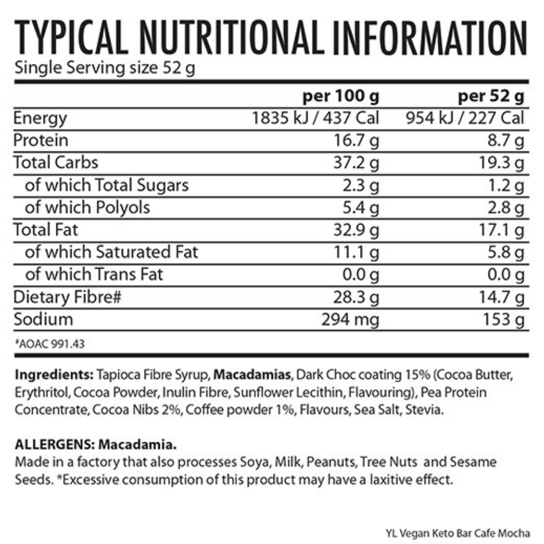 Youthful Living - Bar Vegan Keto Bar Cafe Mocha 52g