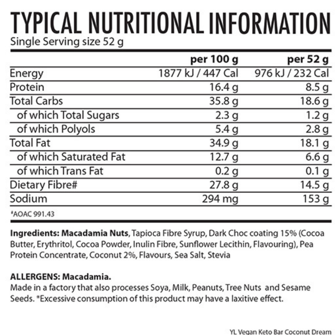 Youthful Living - Bar Vegan Keto Coconut Dream 52g