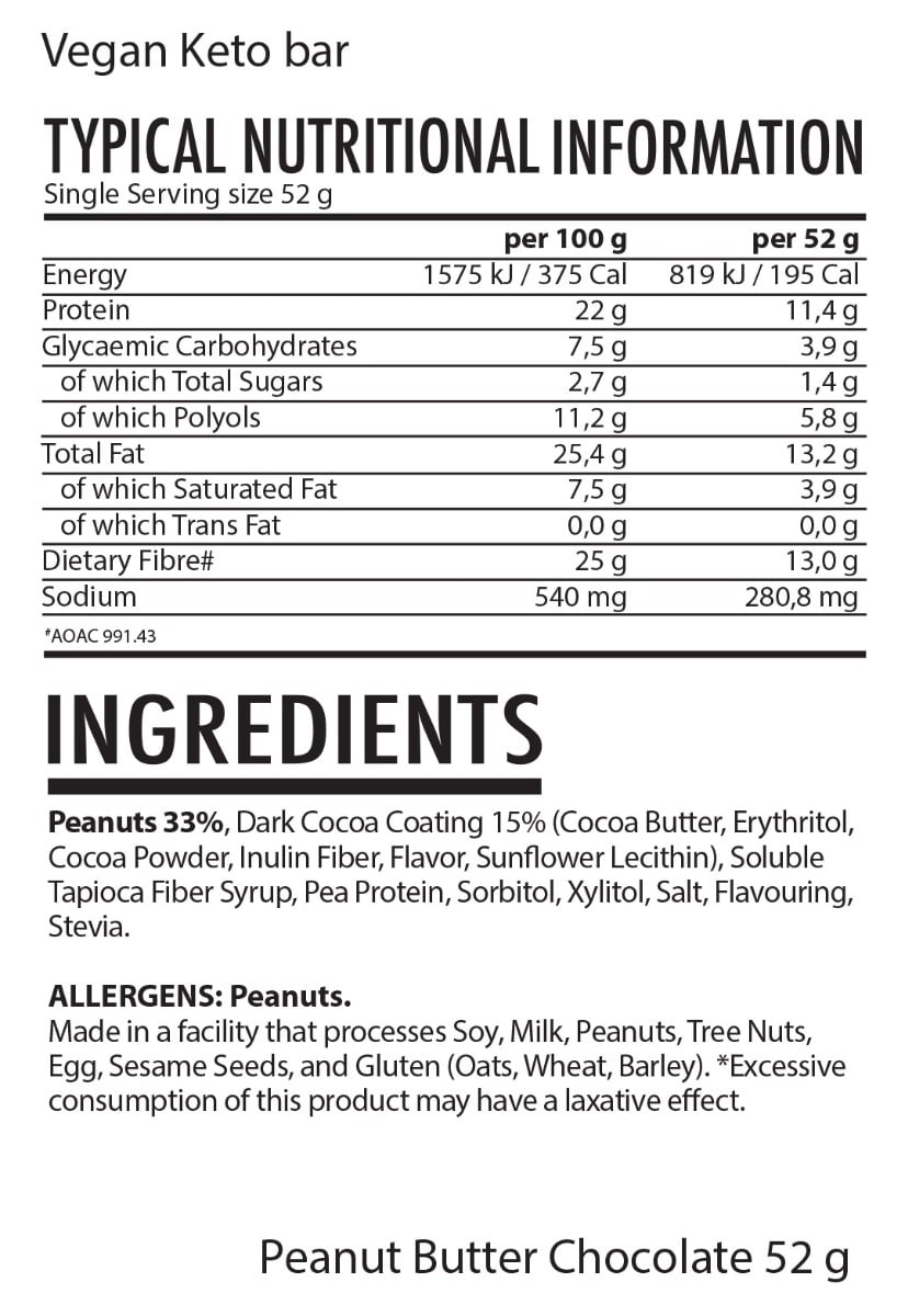 Youthful Living - Bar Vegan Keto Chocolate Peanut Butter 52g